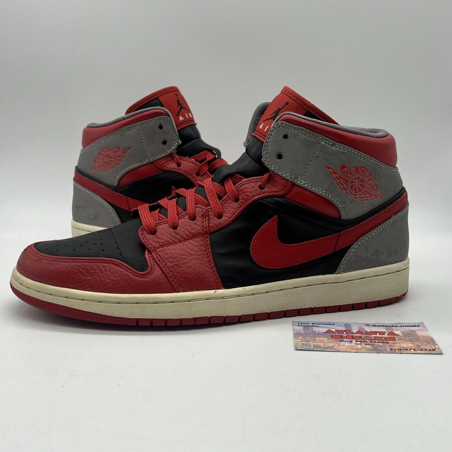 Size 11 - Air Jordan 1 Fire Red Red Black Grey 3M Reflective Leather Used