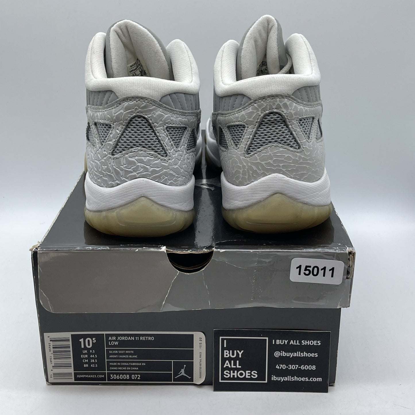 Size 10.5 - Air Jordan 11 Retro IE Low Silver Grey Suede (306008-072)