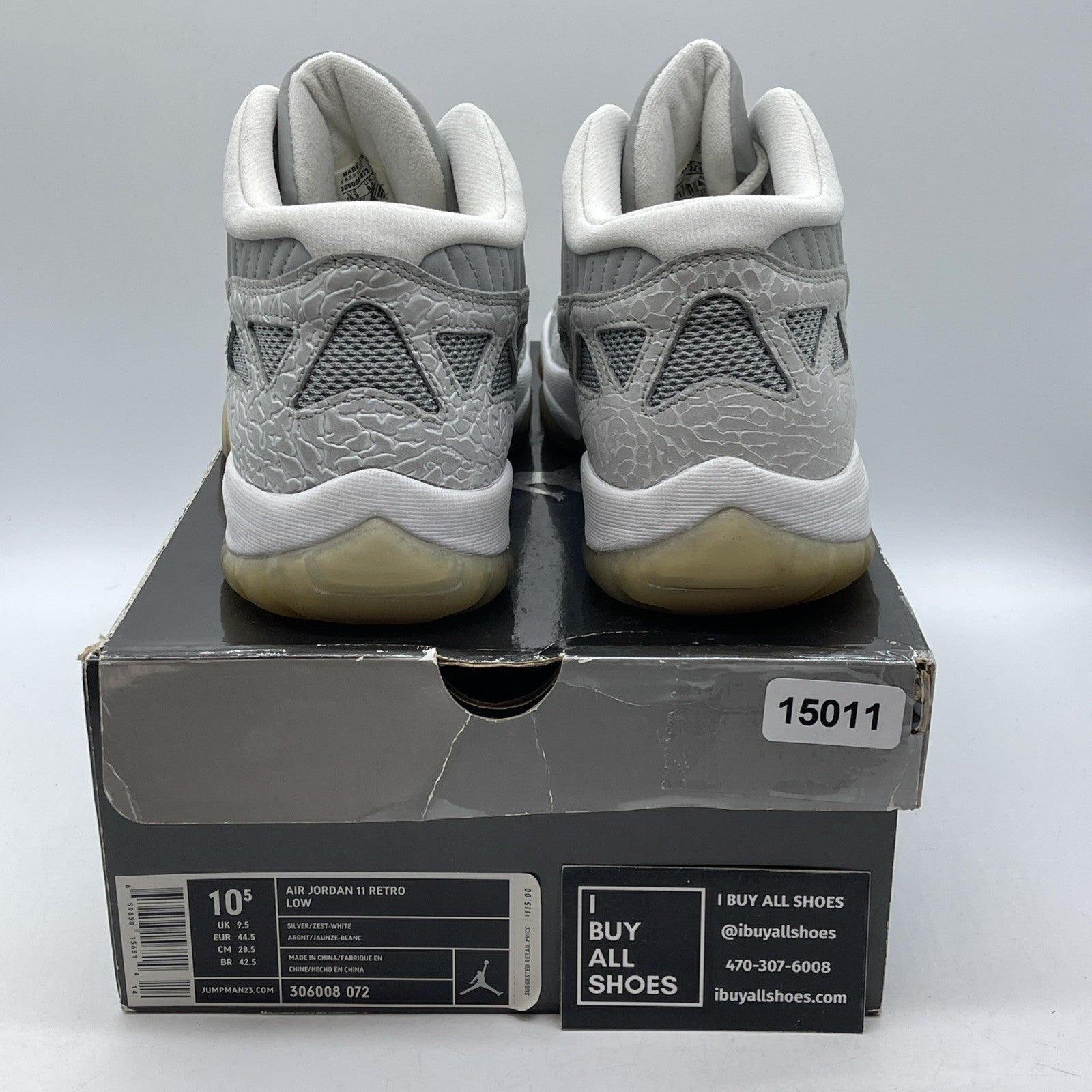 Size 10.5 - Air Jordan 11 Retro IE Low Silver Grey Suede (306008-072)