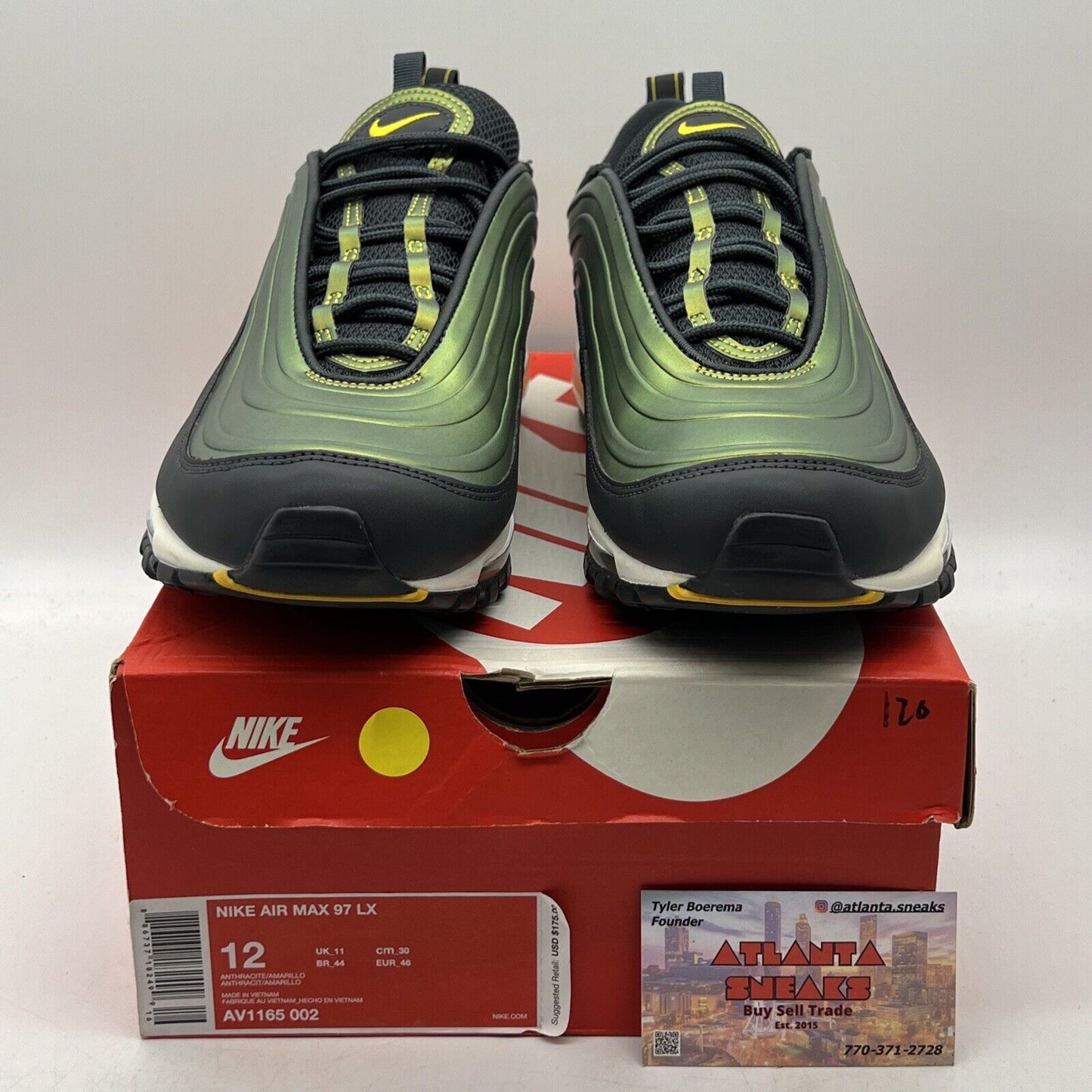 Size 12 - Nike Air Max 97 LX Anthracite Amarillo Blue Green White (AV1165-002)