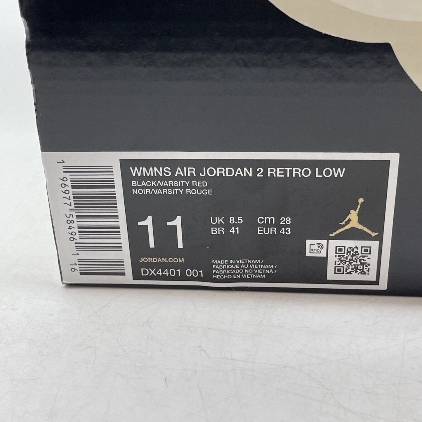 Size 11W- Air Jordan 2 Retro Low Black Metallic Gold Black White (DX4401-001)