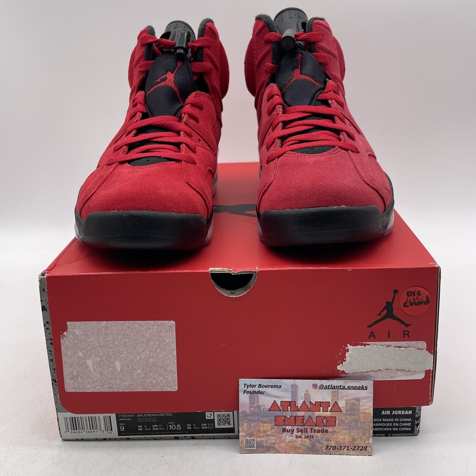 Size 9 - Air Jordan 6 Retro Toro Bravo Red Black White Suede (CT8529-600)