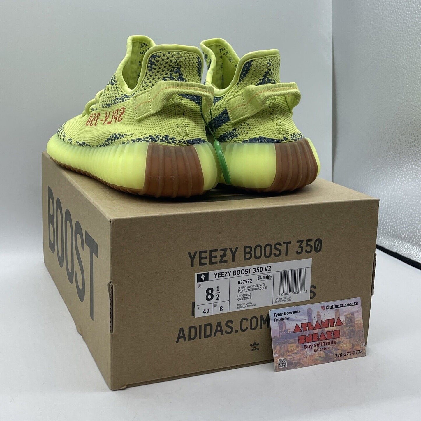 Size 8.5 - adidas Yeezy Boost 350 V2 Low Semi Frozen Yellow Blue (B37572)