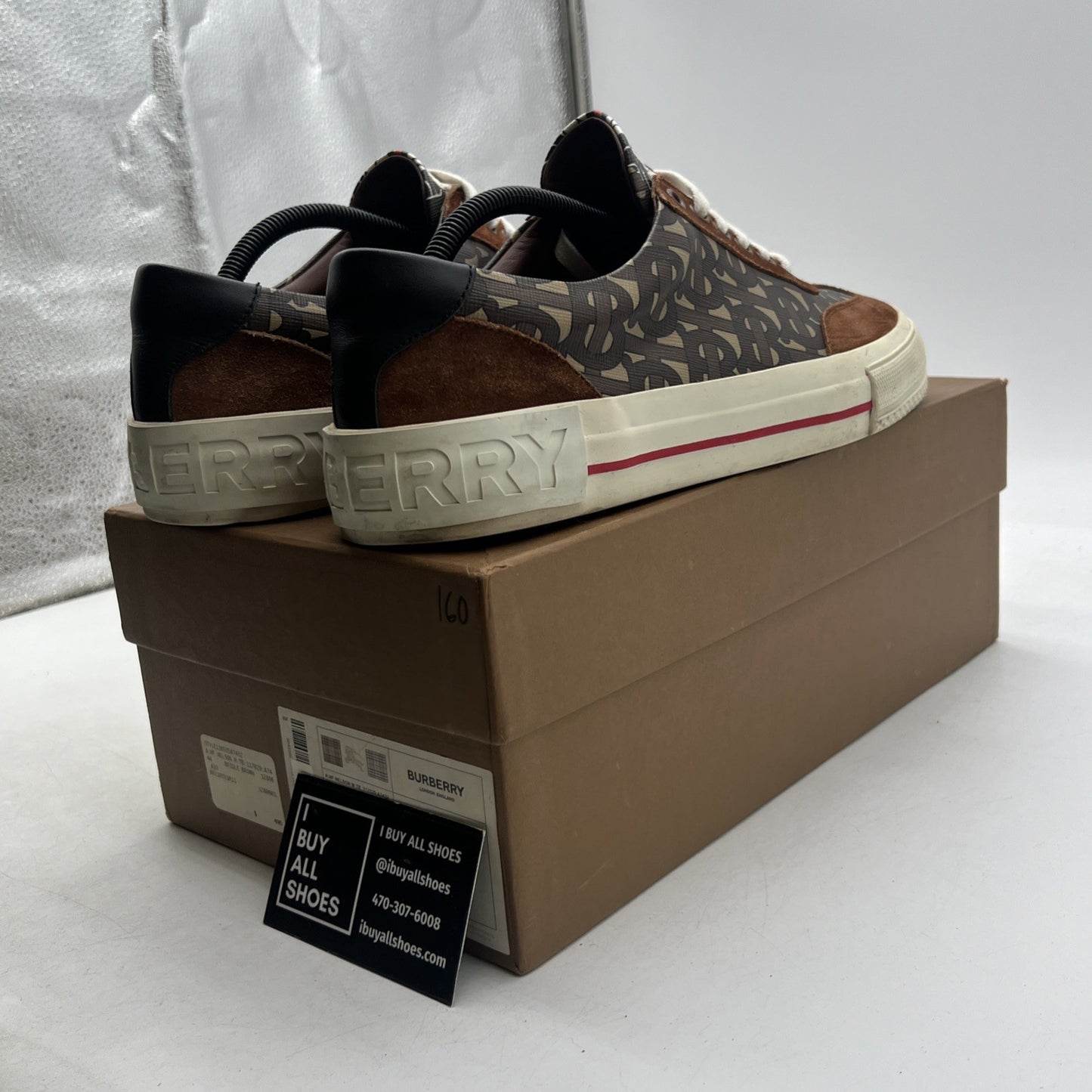 Size 44 - Burberry Nelson TB Monogram Brown Logo Sneakers Suede