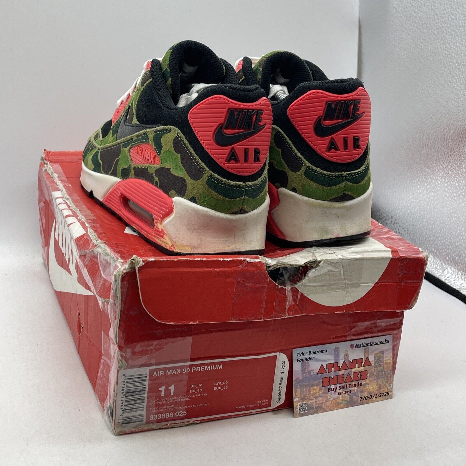 Size 11 - Nike Atmos x Air Max 90 Premium Duck Camo Suede Leather (333888-025)