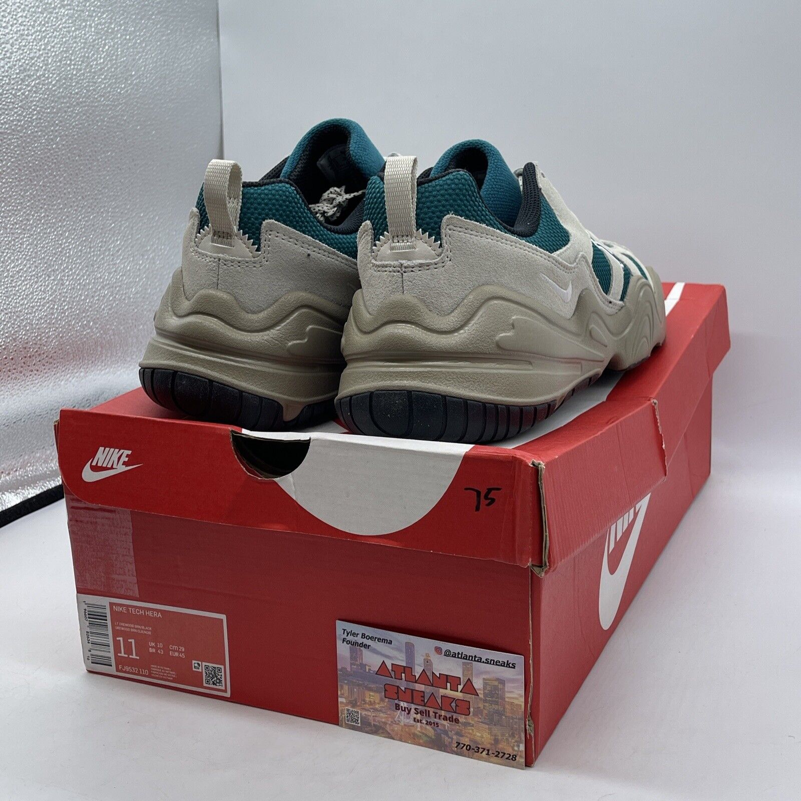 Size 11 - Nike Tech Hera Light Orewood Geode Teal Tan Brown Suede (FJ9532-110)