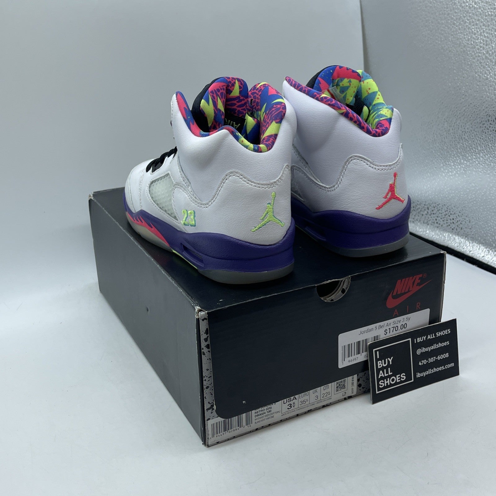 Size 3.5Y - Jordan 5 Retro Alternate Bel-Air White Leather (DB3024-100)