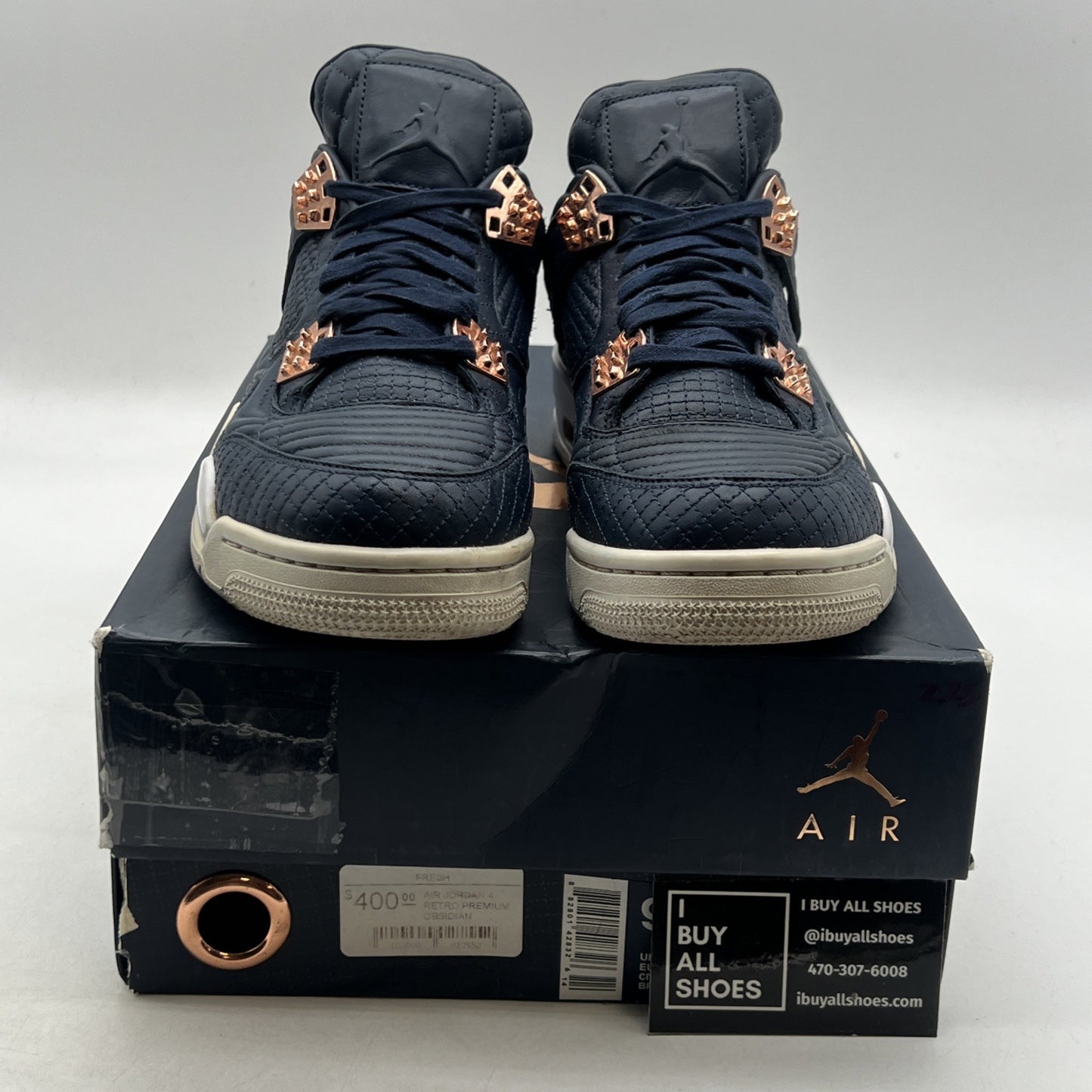 Size 9.5 - Air Jordan 4 Retro Premium Obsidian (819139-402)
