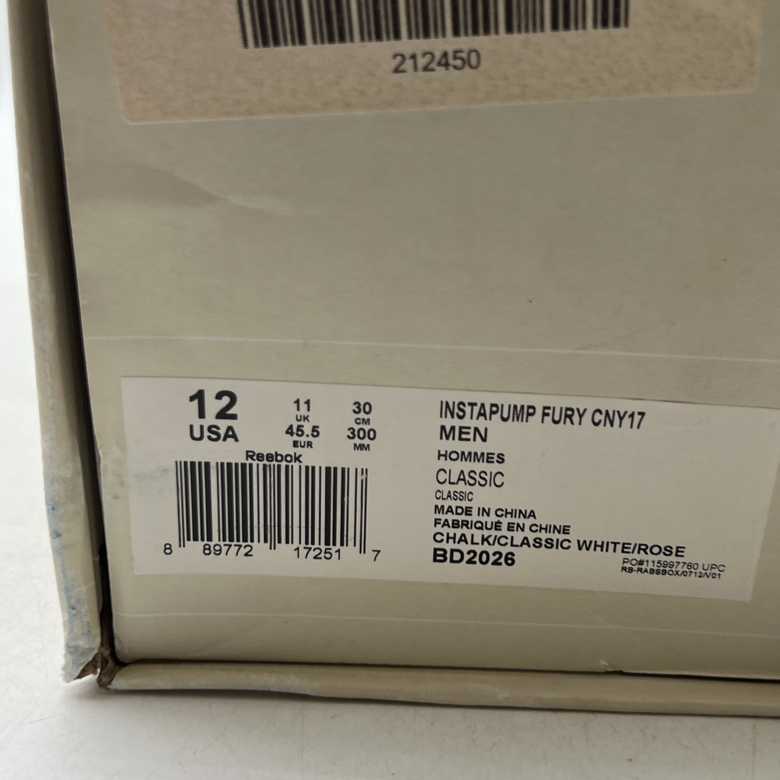 Size 12 - Reebok InstaPump Fury CNY17- Classic White/Rose- (BD2026)