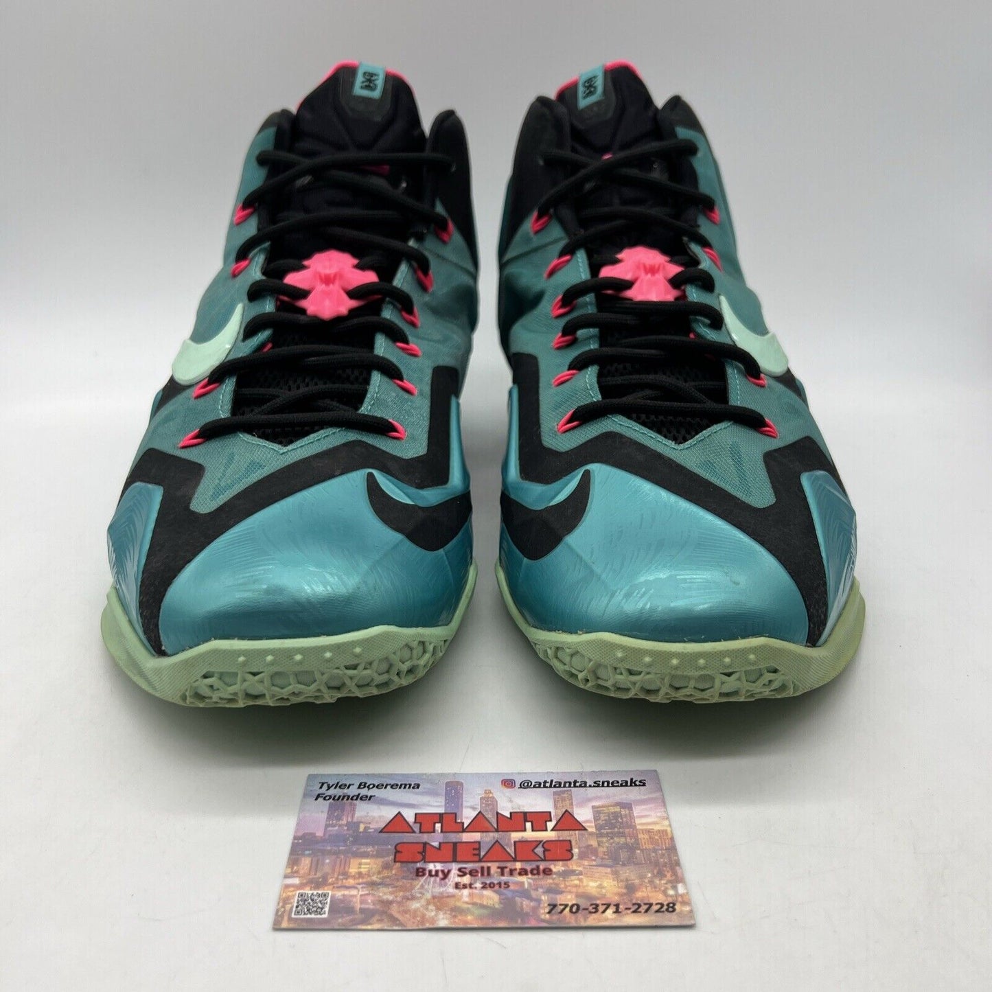 Size 12 - Nike LeBron 11 South Beach Pink Black Teal (616175-330)