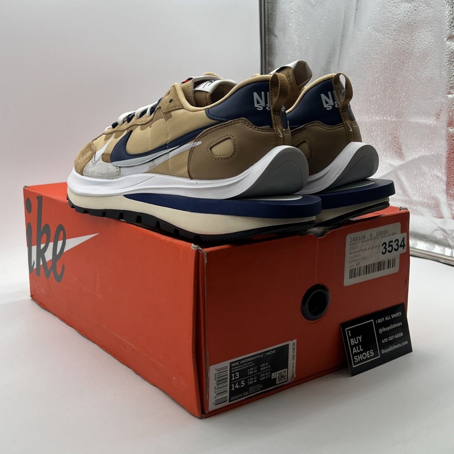 Size 13 - Nike VaporWaffle x Sacai Tan Navy (DD1875-200)