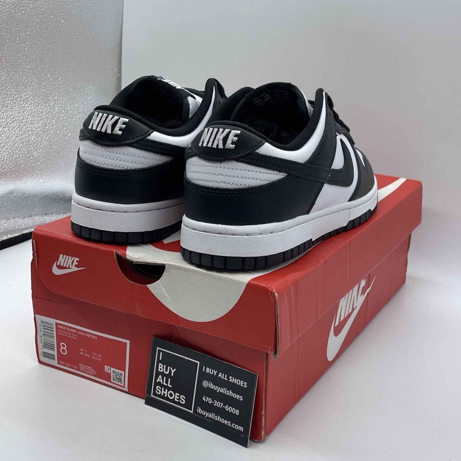 Size 8 - Nike Dunk Low Black White Leather (DD1391-100)