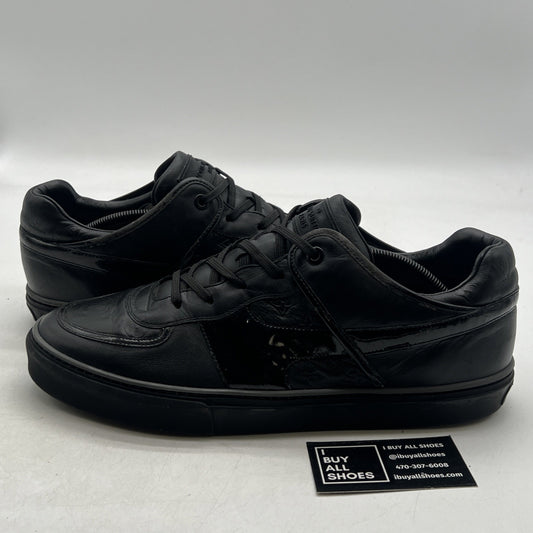 Size 11LV - LOUIS VUITTON MEN'S TOWER BLACK LEATHER LOW TOP "LV" IMPRINT
