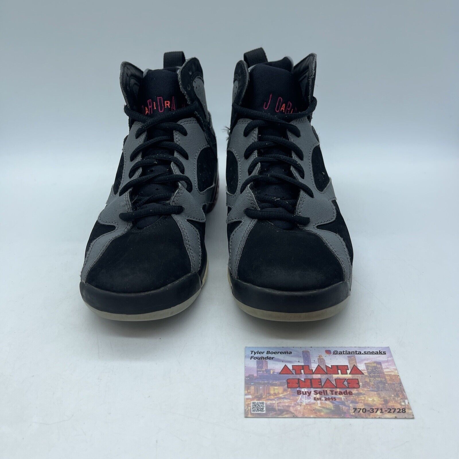 Size 5.5Y - Air Jordan 7 Retro Sport Fuschia GS Black Grey Suede (442960-008)