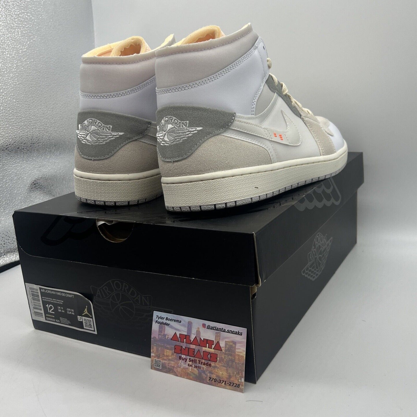 Size 12 - Jordan 1 Mid SE Craft White 2022 Brand New Og All White