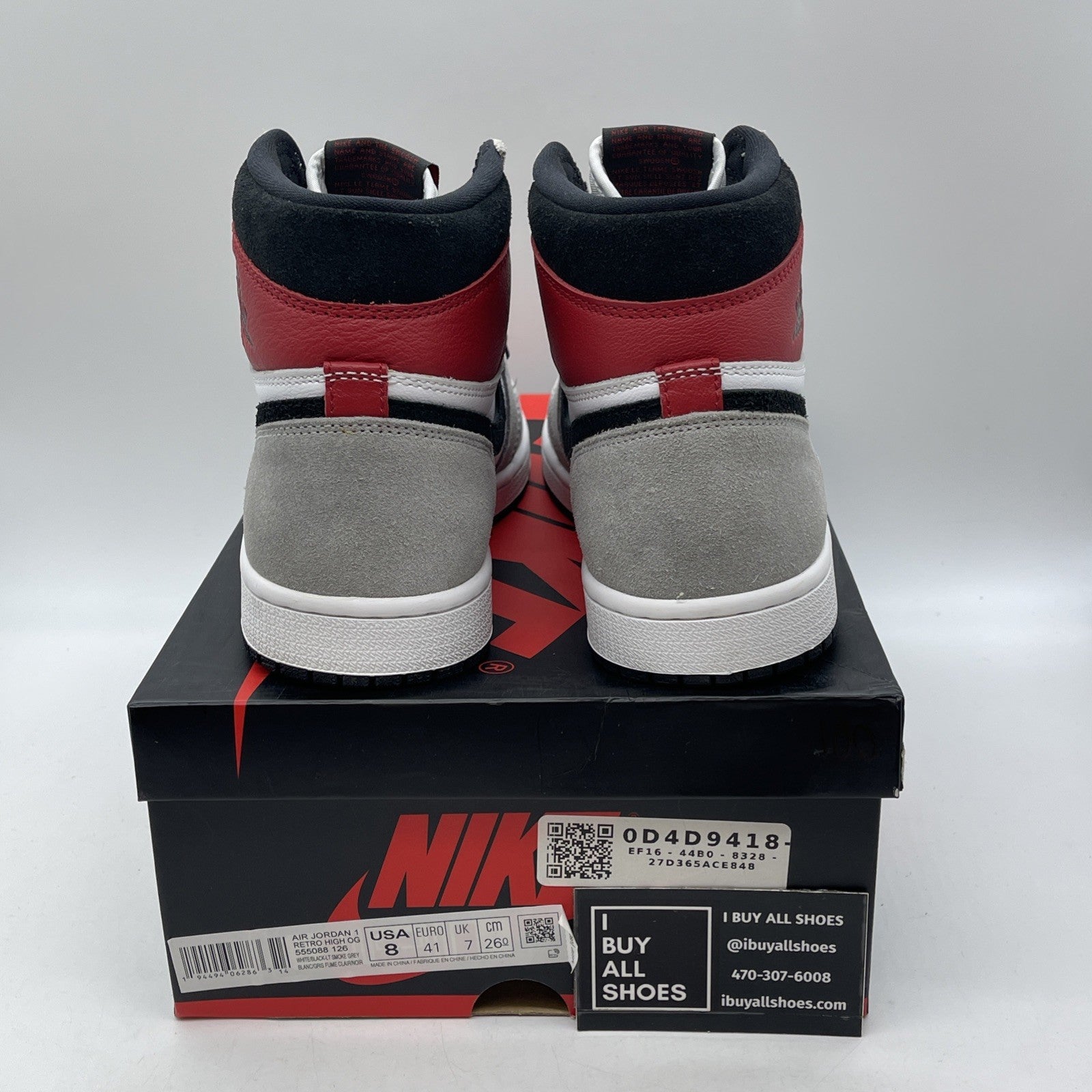Size 8 - Jordan 1 Retro High OG Smoke Gray White Black Suede (555088-126)