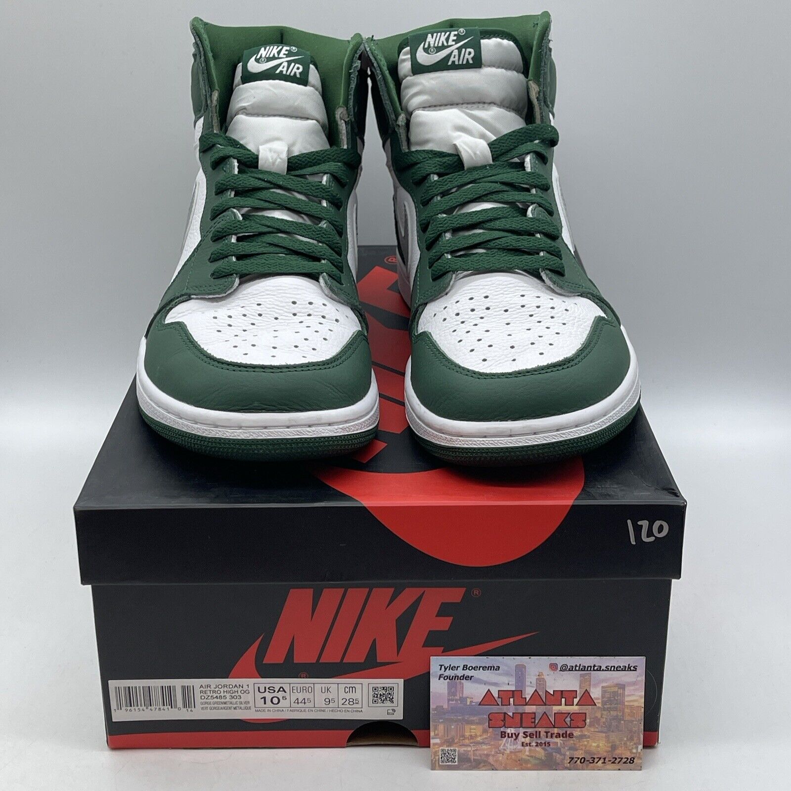 Size 10.5 - Jordan 1 Retro OG High Gorge Green White Silver Leather (DZ5485-303)