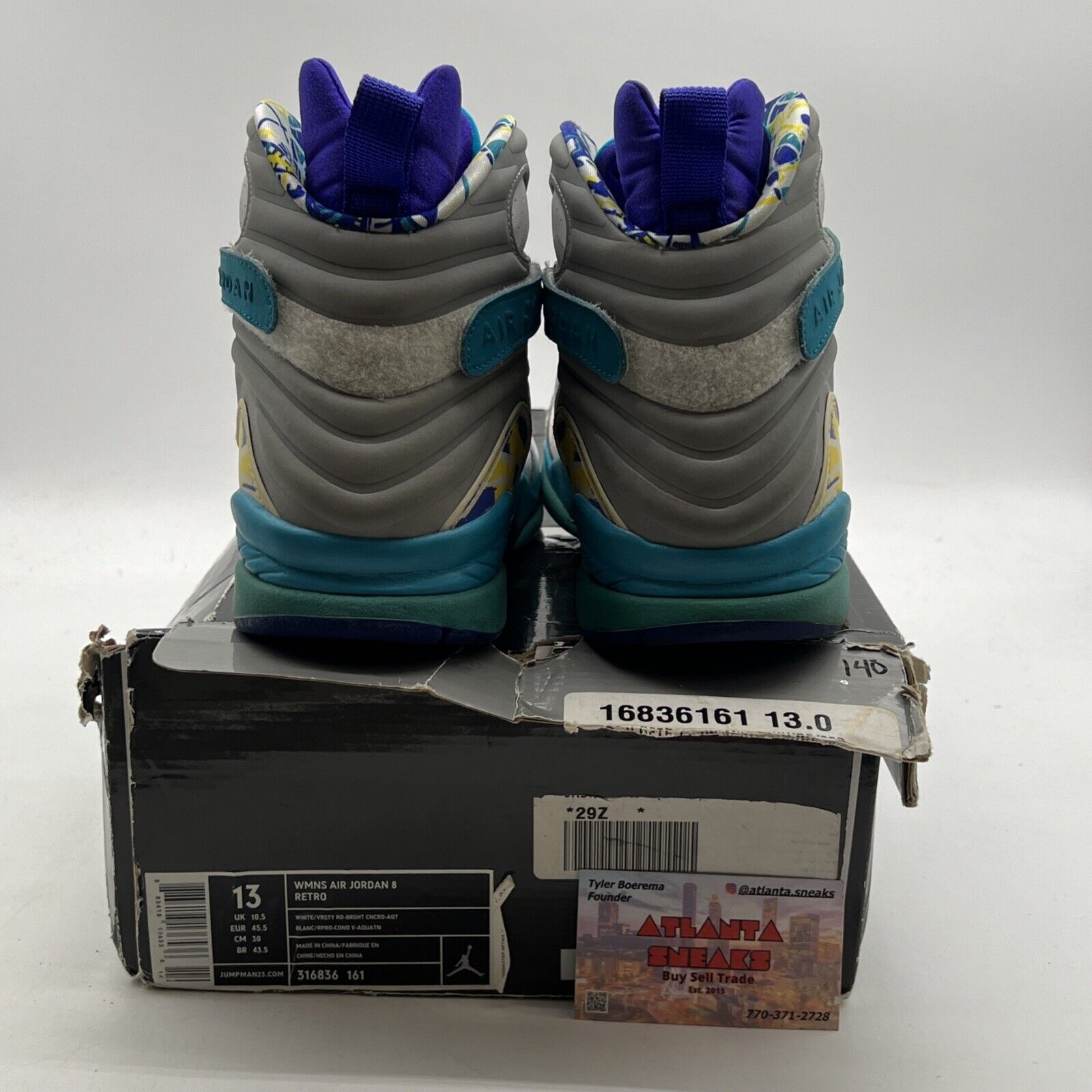 Size 13 - Air Jordan 8 Retro White Aqua W (316836-161)