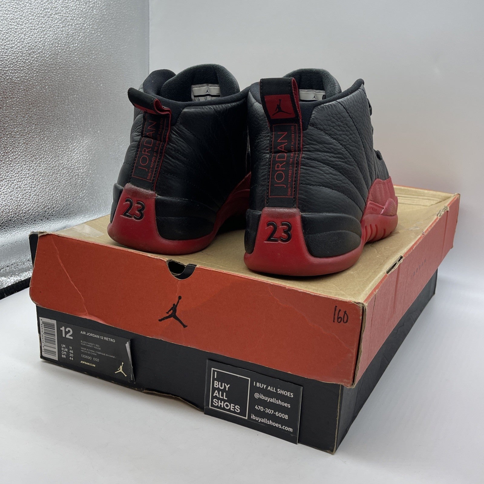 Size 12 - Air Jordan 12 Retro 2025 Flu Game Black Red Leather (130690-002)
