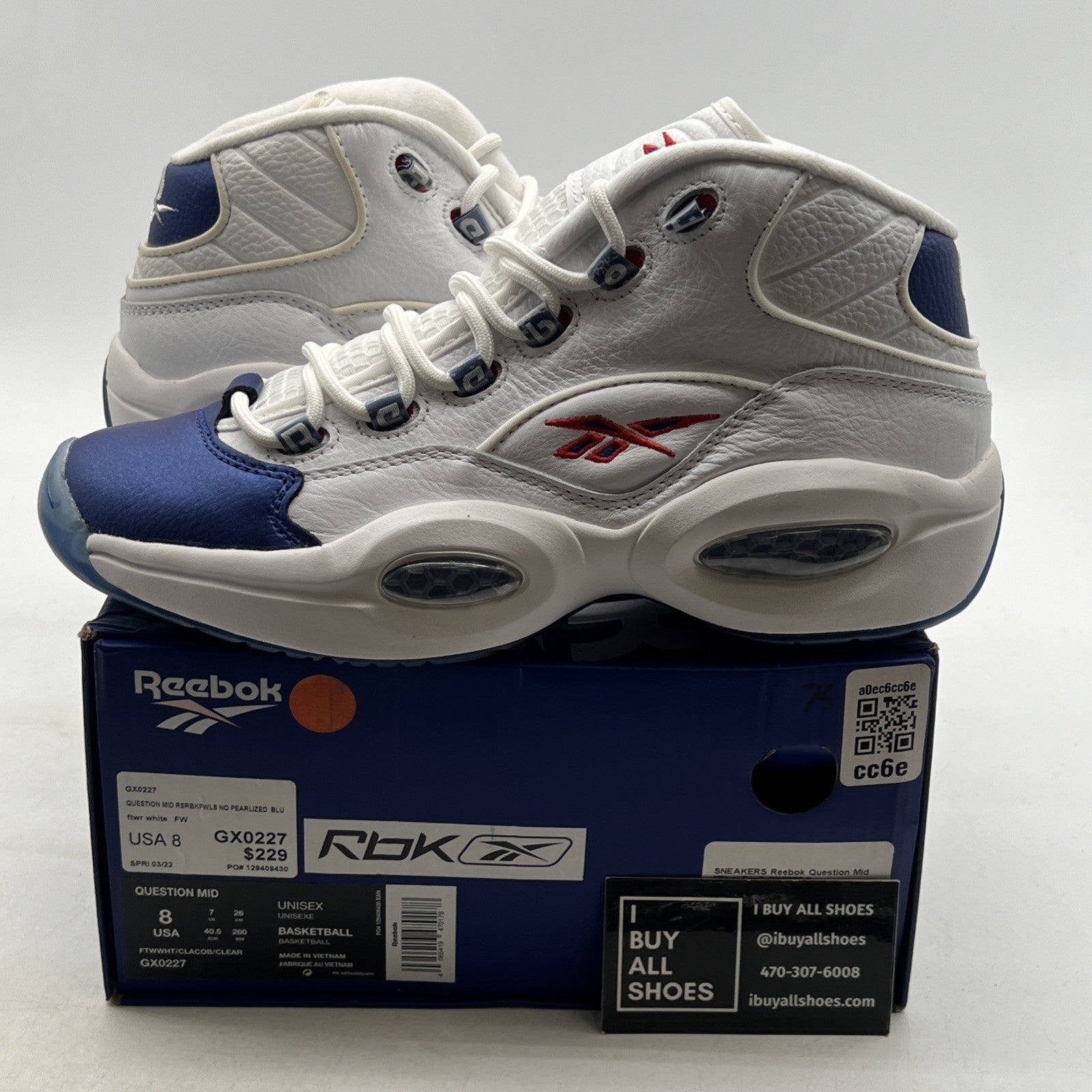 Size 8 - Reebok Question 2022 Mid Blue Toe (GX0227)