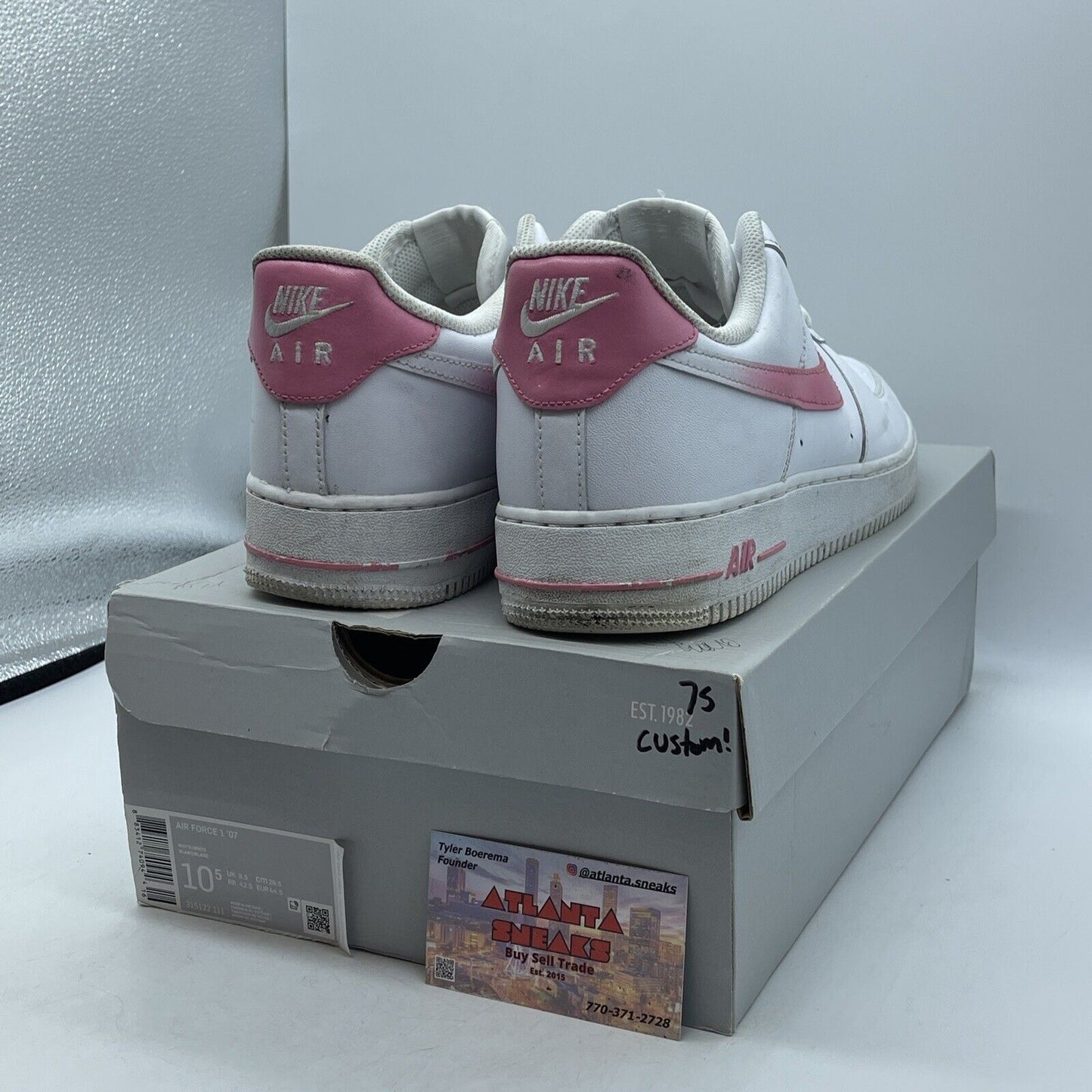 Size 10.5 - Nike Air Force 1 Low '07 White Pink Leather Custom* (315122-111)