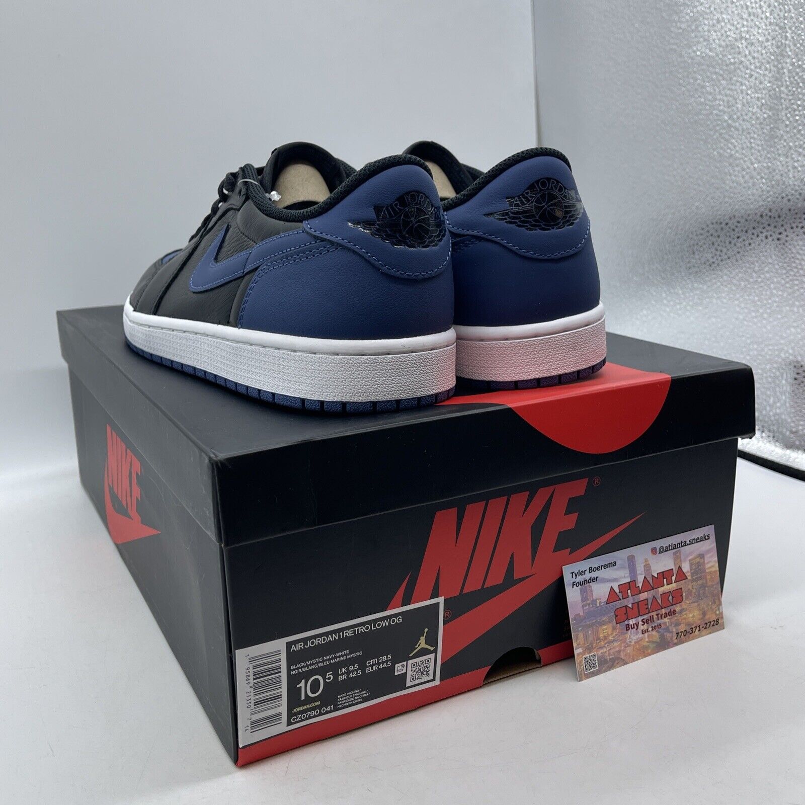 Size 10.5 - Jordan 1 Low OG Mystic Navy Black White Leather (CZ0790-041)