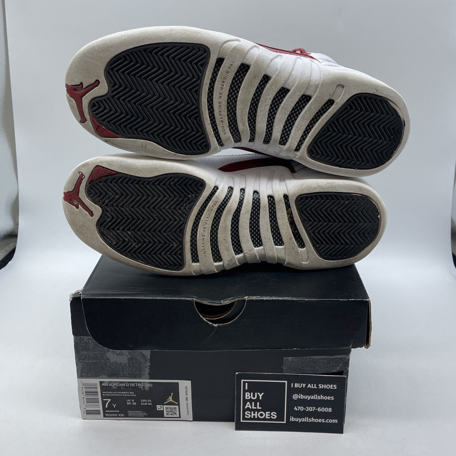 Size 7Y - Air Jordan 12 Retro Twist White Red Leather (153265-106)