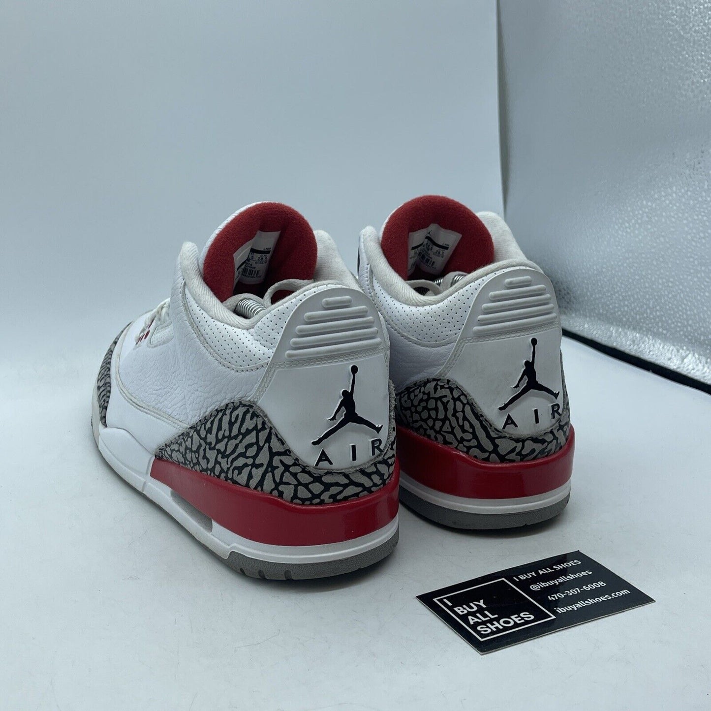 Size 10.5 - Jordan 3 Retro Hall of Fame 2018 Red White Grey Suede (136064-116)