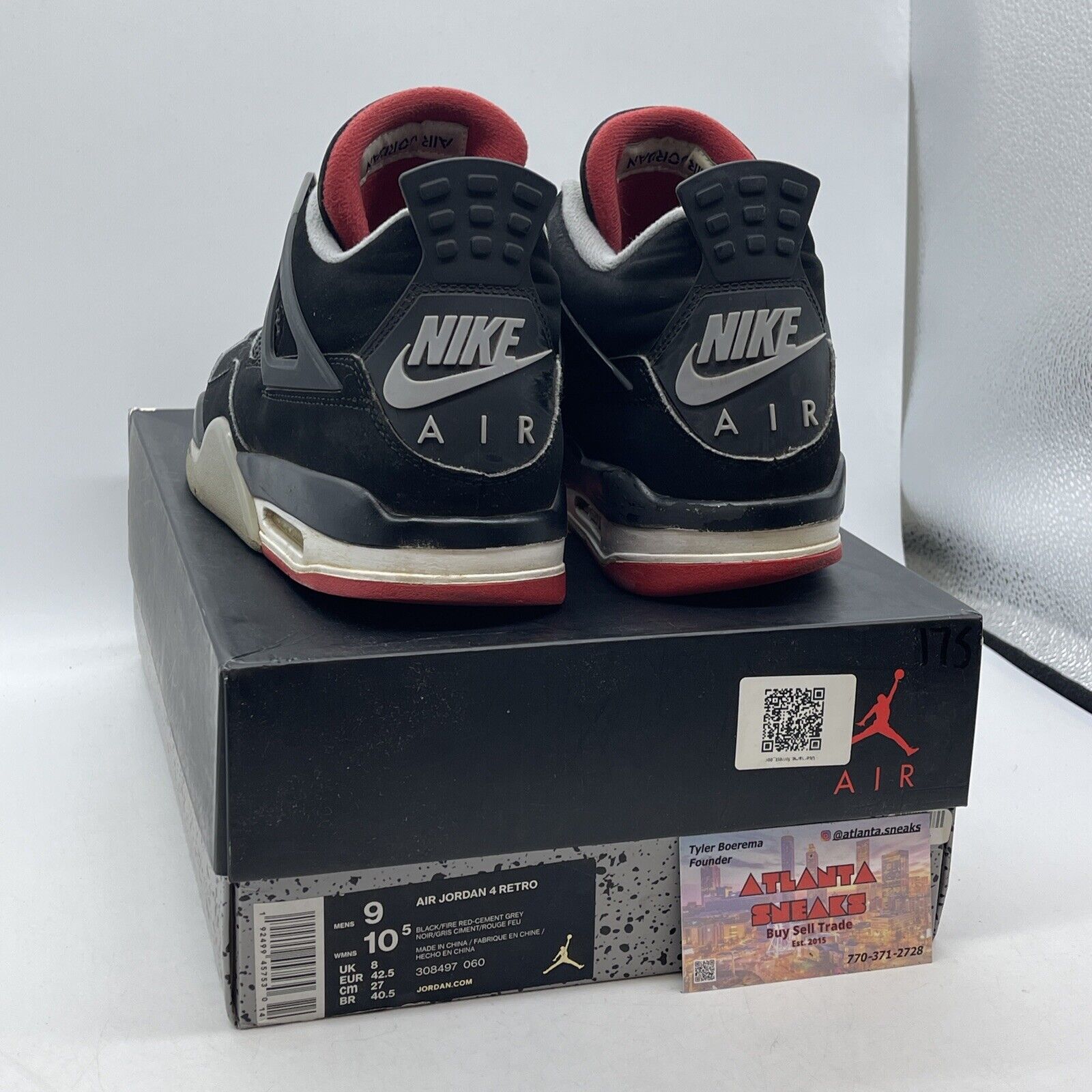 Size 9 - Jordan 4 Retro OG Mid Bred 2019 Black Red Grey Suede Leather 308497-060