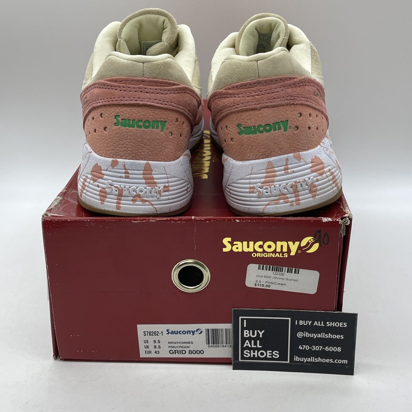 Size 9.5 - Saucony Grid 8000 Shrimp Scampi Pink Brown Suede (S70262-1)