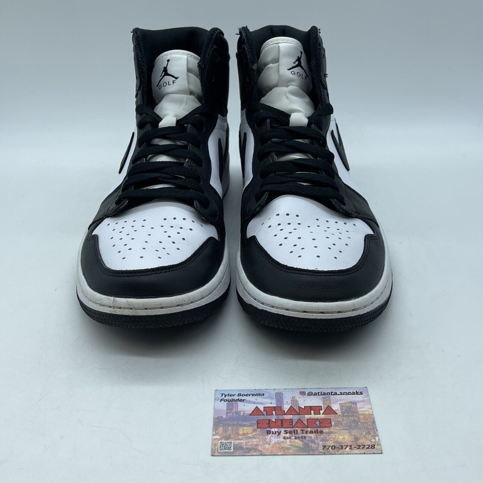 Size 10.5 - Jordan 1 High Golf Panda White Black Leather (DQ0660-101)