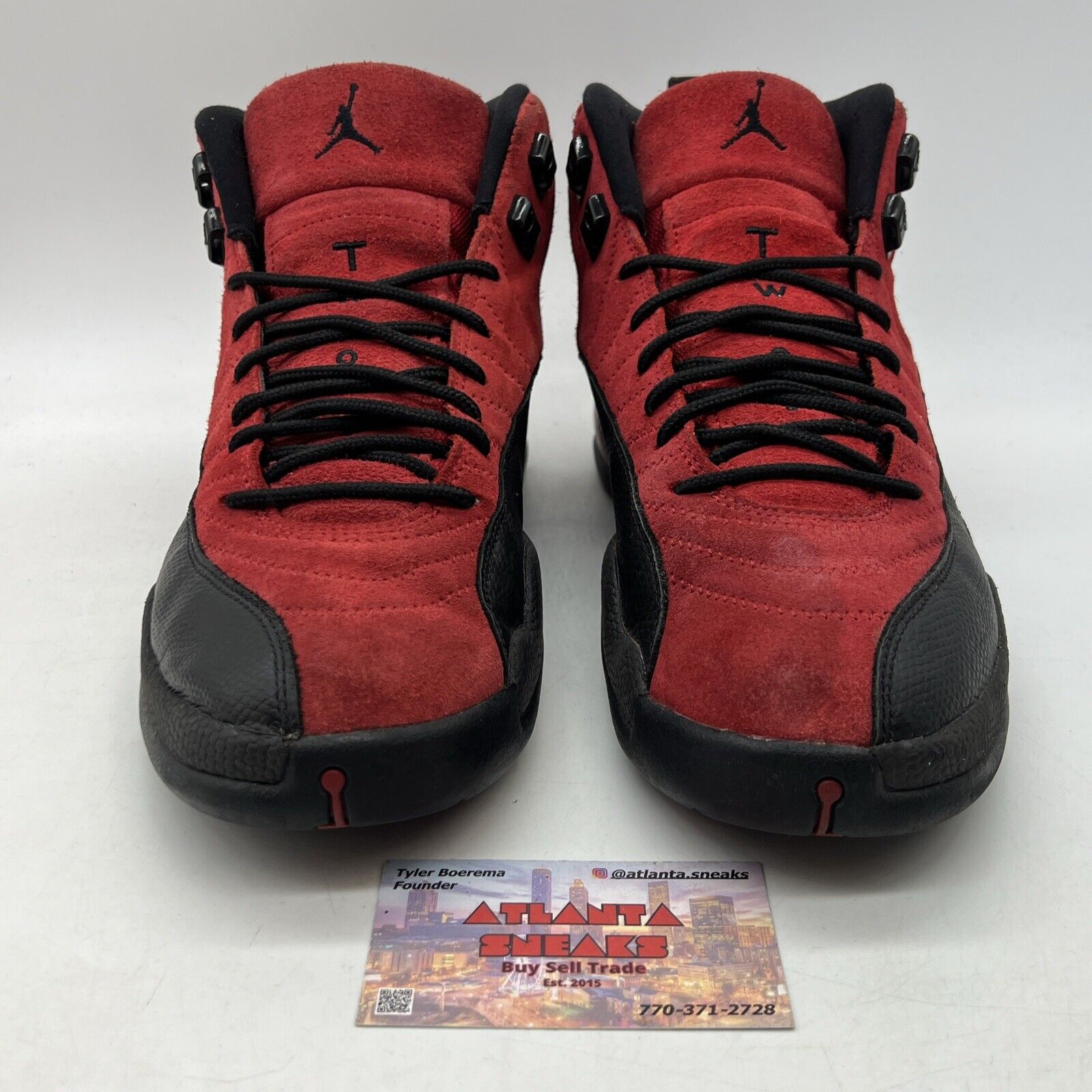 Size 10 - Jordan 12 Retro Reverse Flu Game 2020 Black Red Suede (CT8013-602)