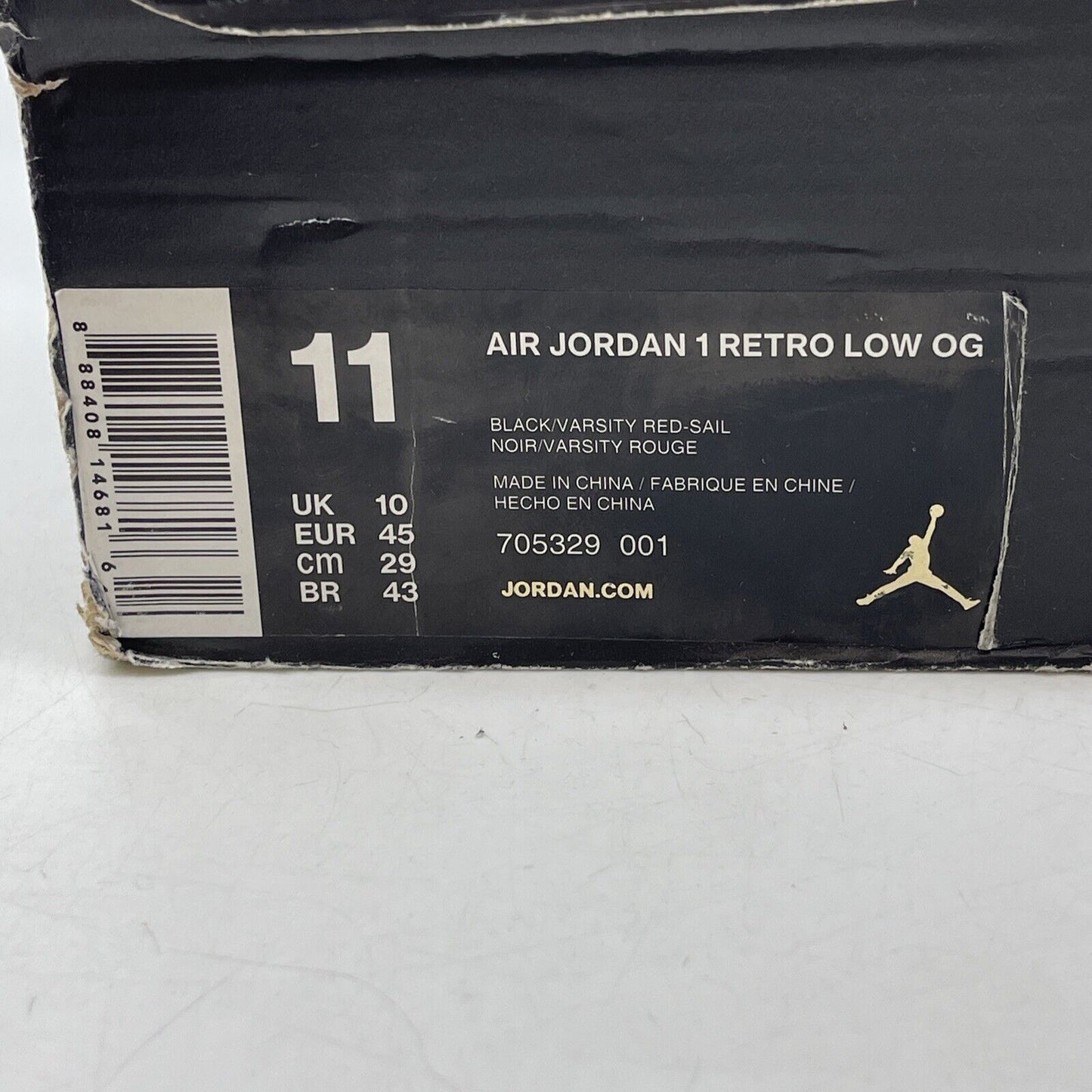 Size 11 - Air Jordan 1 Retro OG Low Bred Red Black Leather (705329-001)