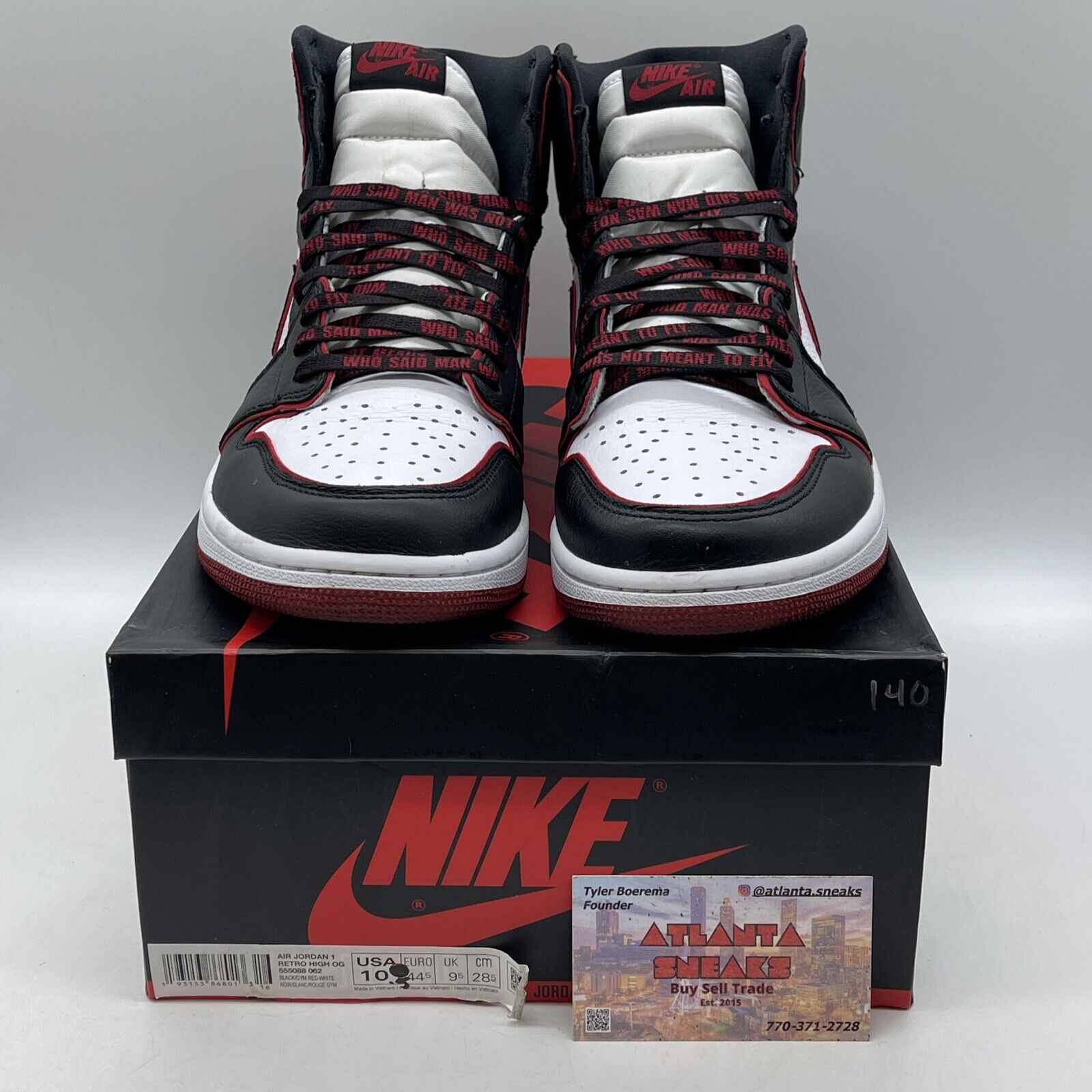 Size 10.5 - Jordan 1 Retro High OG Bloodline 2019 Black Leather (555088-062)