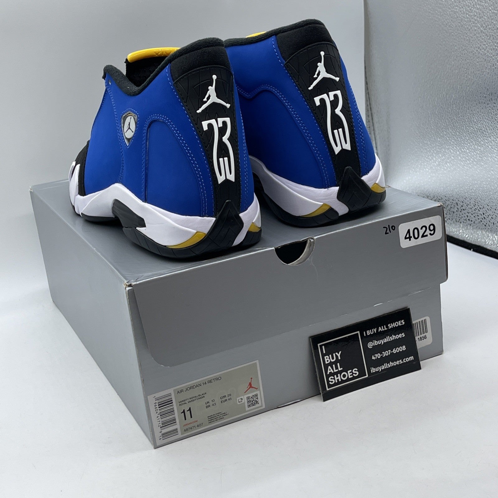 Size 11 - Air Jordan 14 Retro Laney Blue Black White Yellow Suede (487471-407)