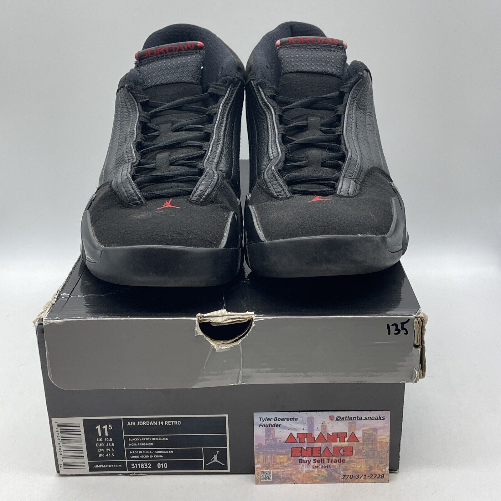 Size 11.5 - Air Jordan 14 Retro 2011 Last Shot Red Black Suede (311832-010)