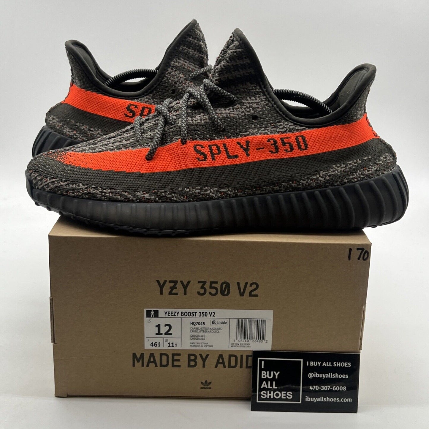 Size 12 - Adidas Yeezy Boost 350 V2 Low Carbon Beluga (HQ7045)
