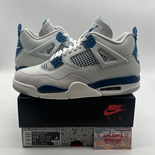 Size 10.5 - Air Jordan 4 Retro 2024 Military Blue (FV5029-141).