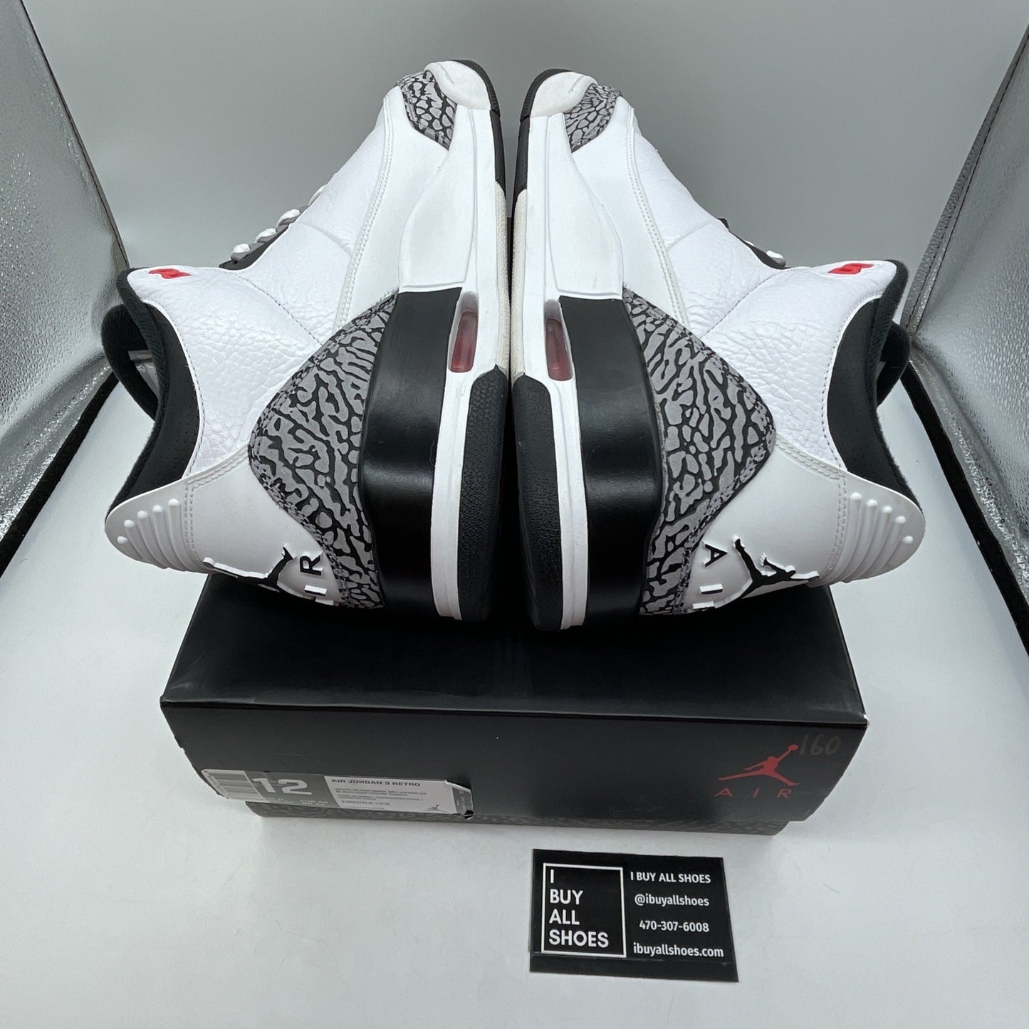 Size 12 - Air Jordan 3 Retro Infrared 23 White Black Grey Suede (136064-123)