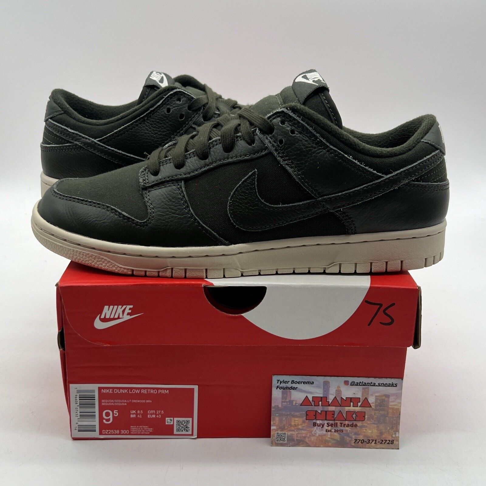 Size 9.5 - Nike Dunk Premium Low Sequoia White Olive (DZ2538-300)