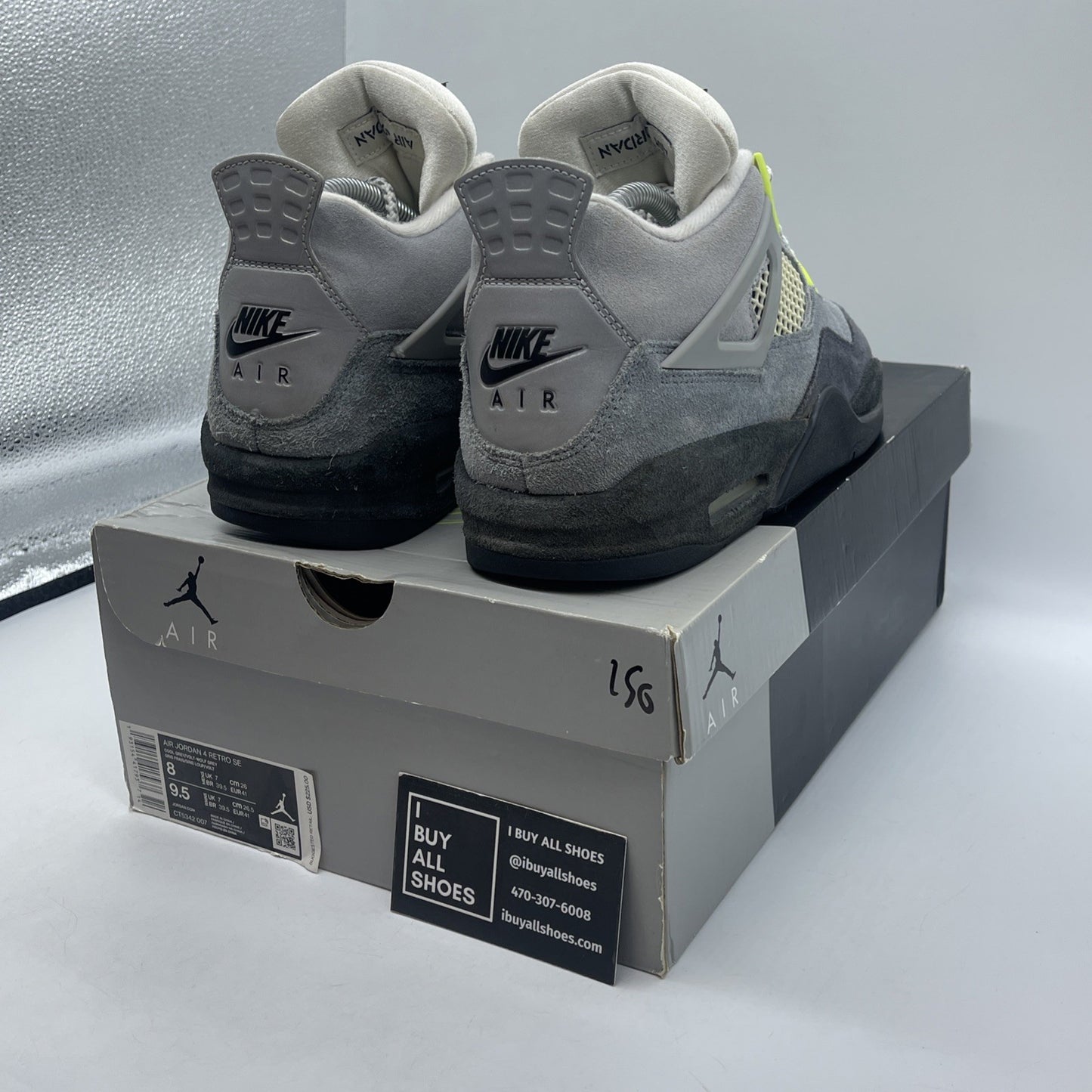 Size 8 - Jordan 4 Retro SE Mid Neon 95 Grey Black Suede (CT5342-007)