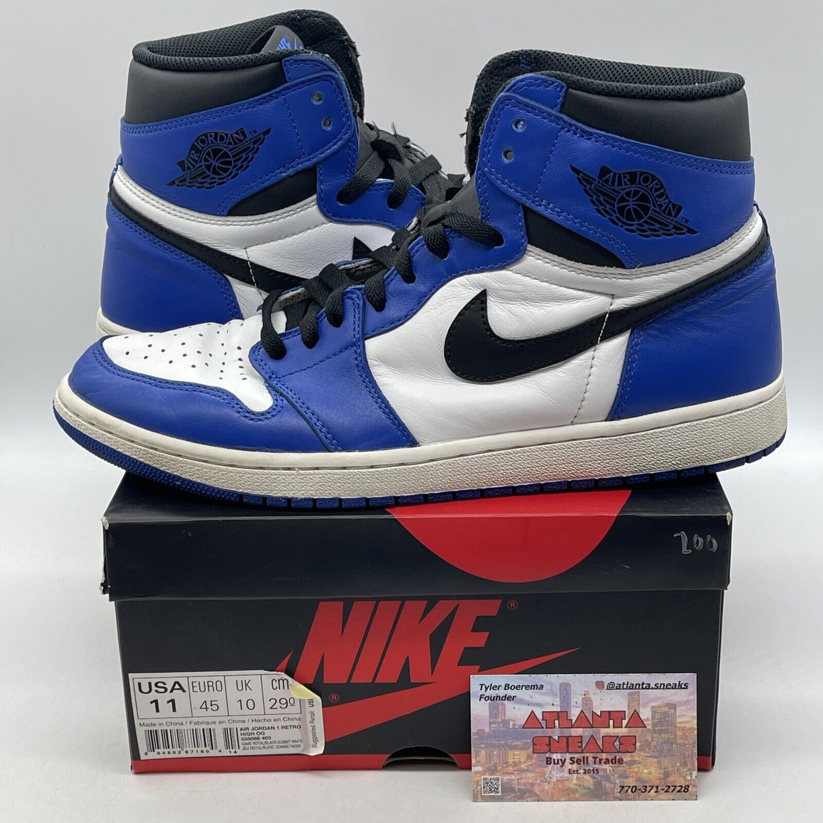 Size 11 - Jordan 1 Retro High OG Game Royal White Blue  Leather (555088-403(