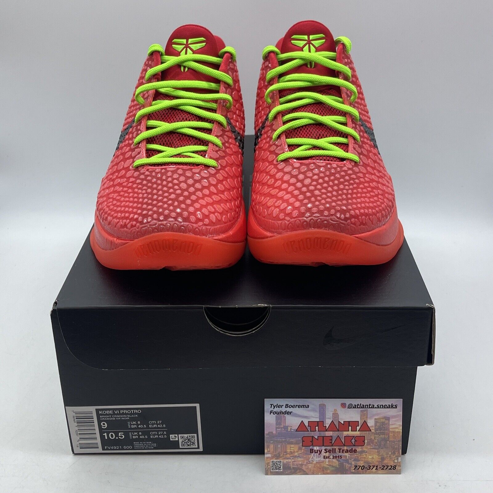 Size 9 - Nike Zoom Kobe 6 Protro Reverse Grinch Red Black Yellow  (FV4921-600)