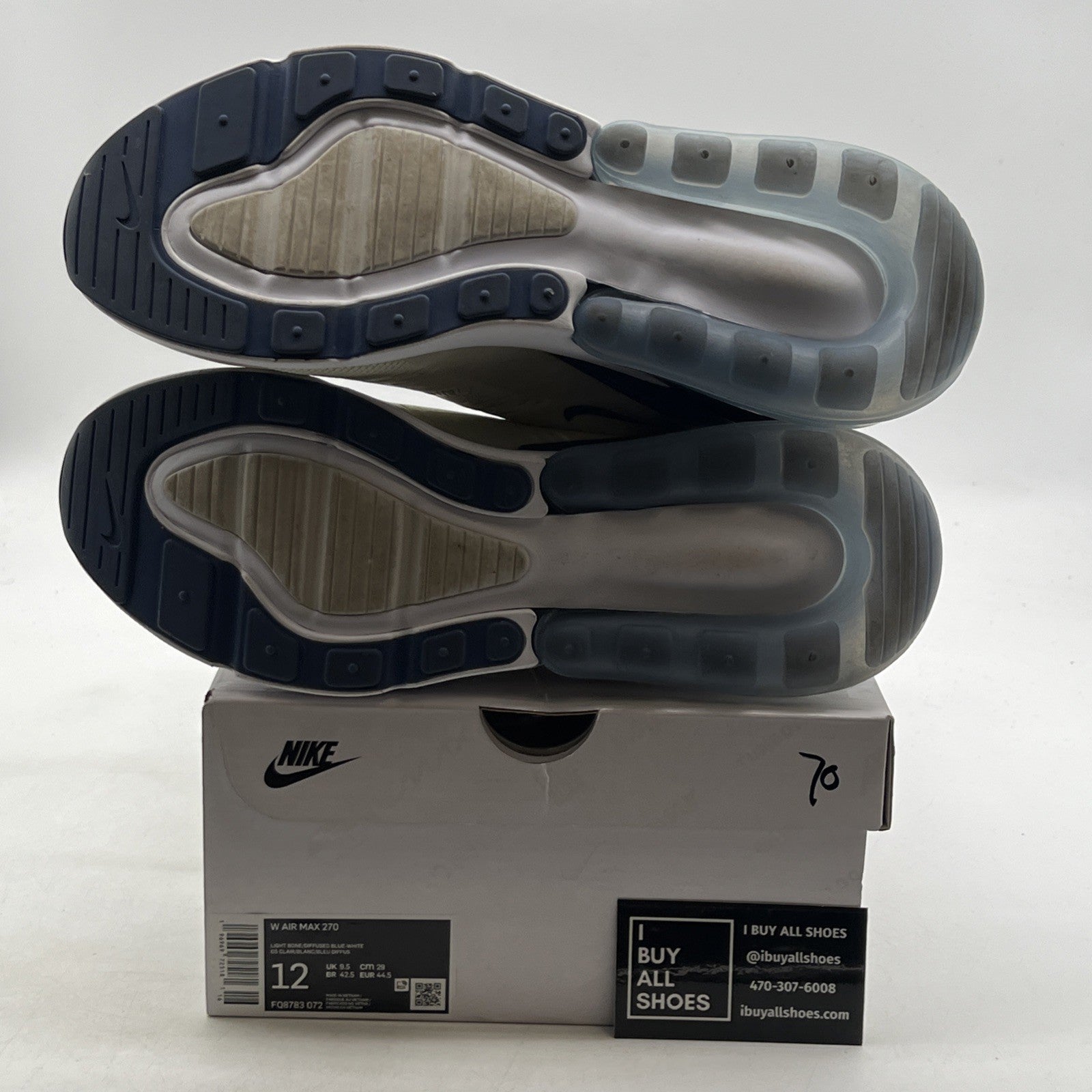 Size 12 - Nike Air Max 270 Light Bone Diffused Blue W (FQ8783-072)