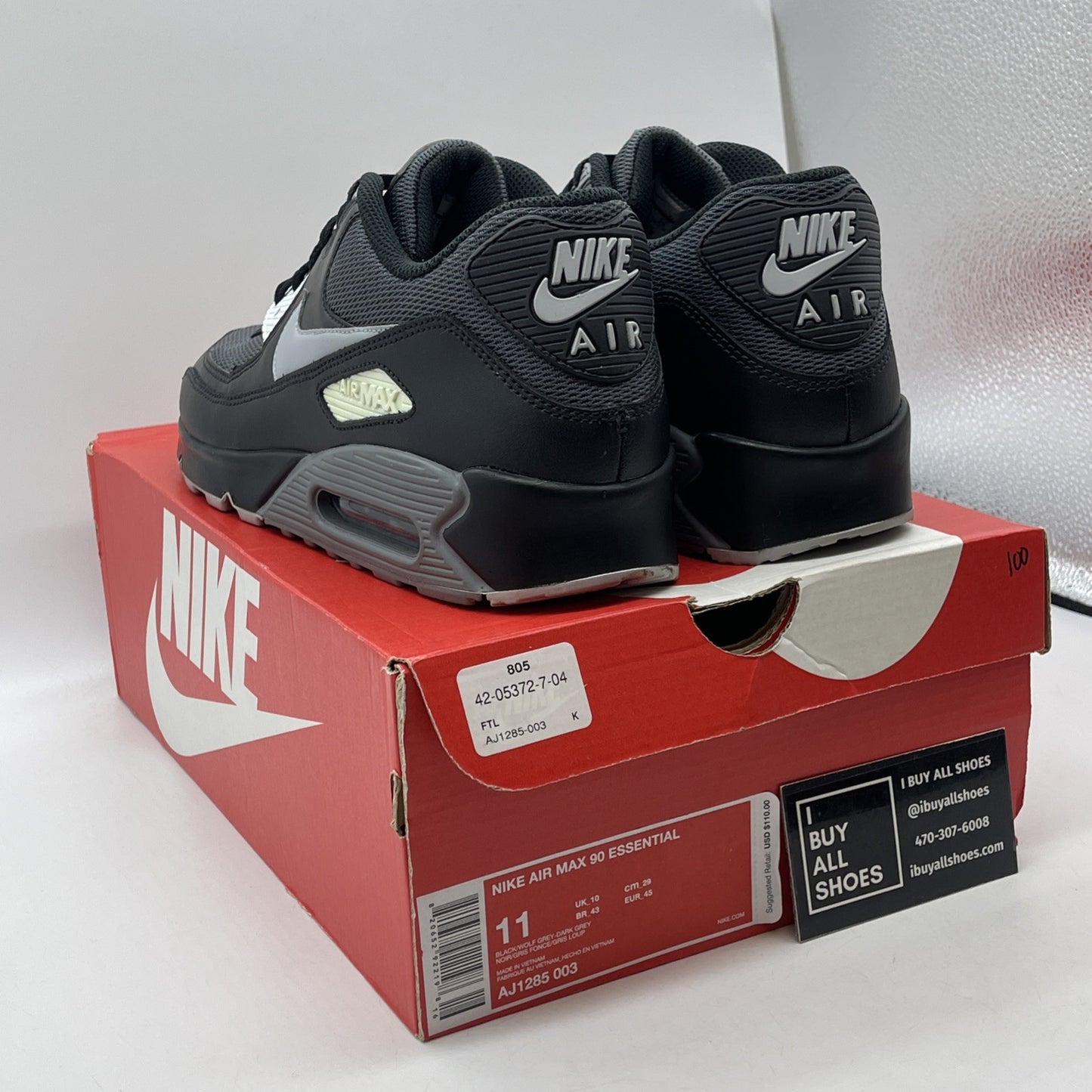 Size 11 - Nike Air Max 90 Essential Black White