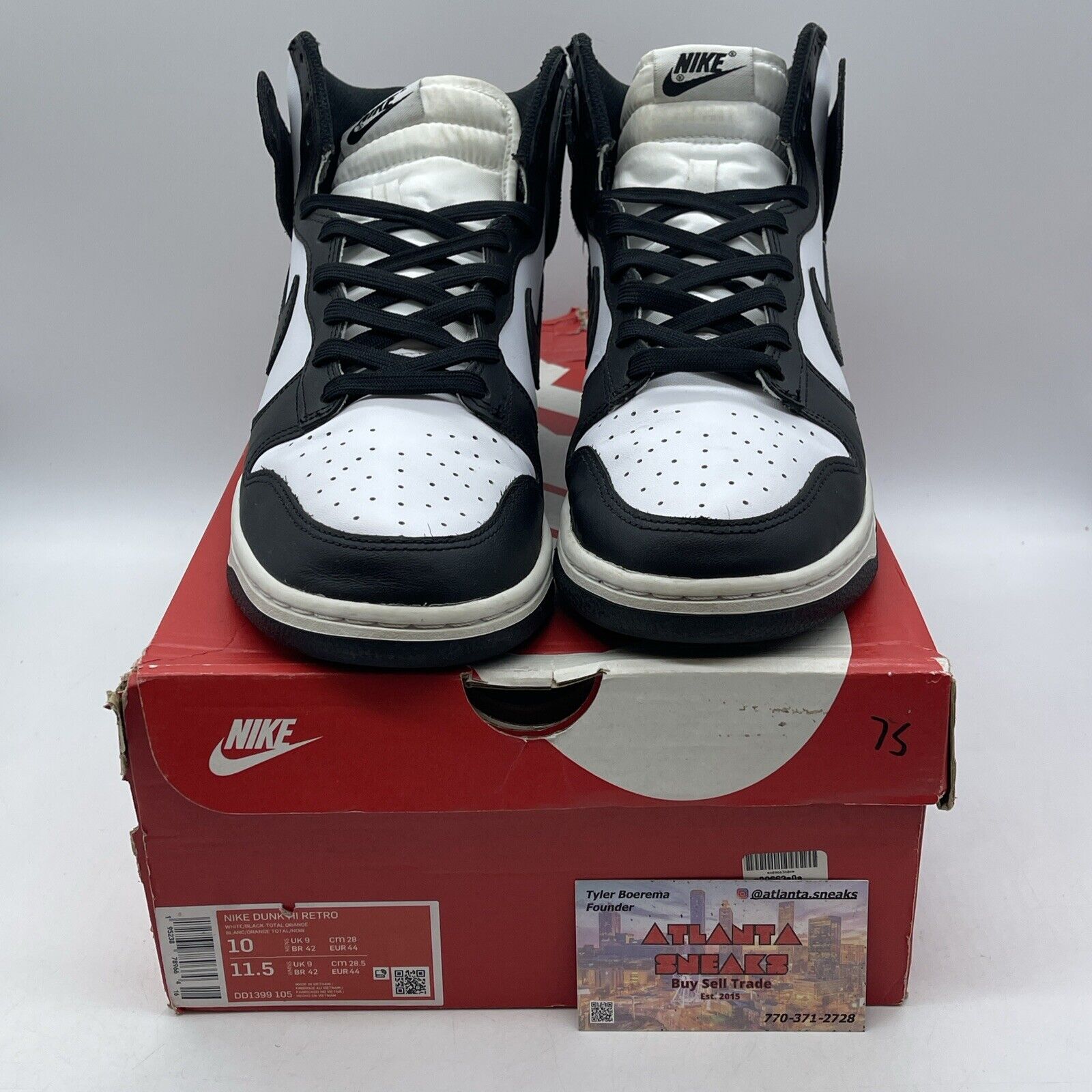 Size 10 - Nike Dunk High Black White Leather (DD1399-105)