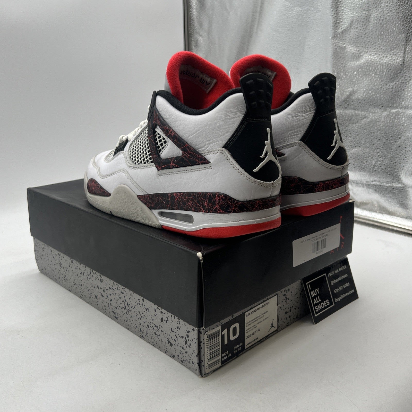 Size 10 - Air Jordan 4 Retro Pale Citron, Bright Crimson 2019 (308497-116)