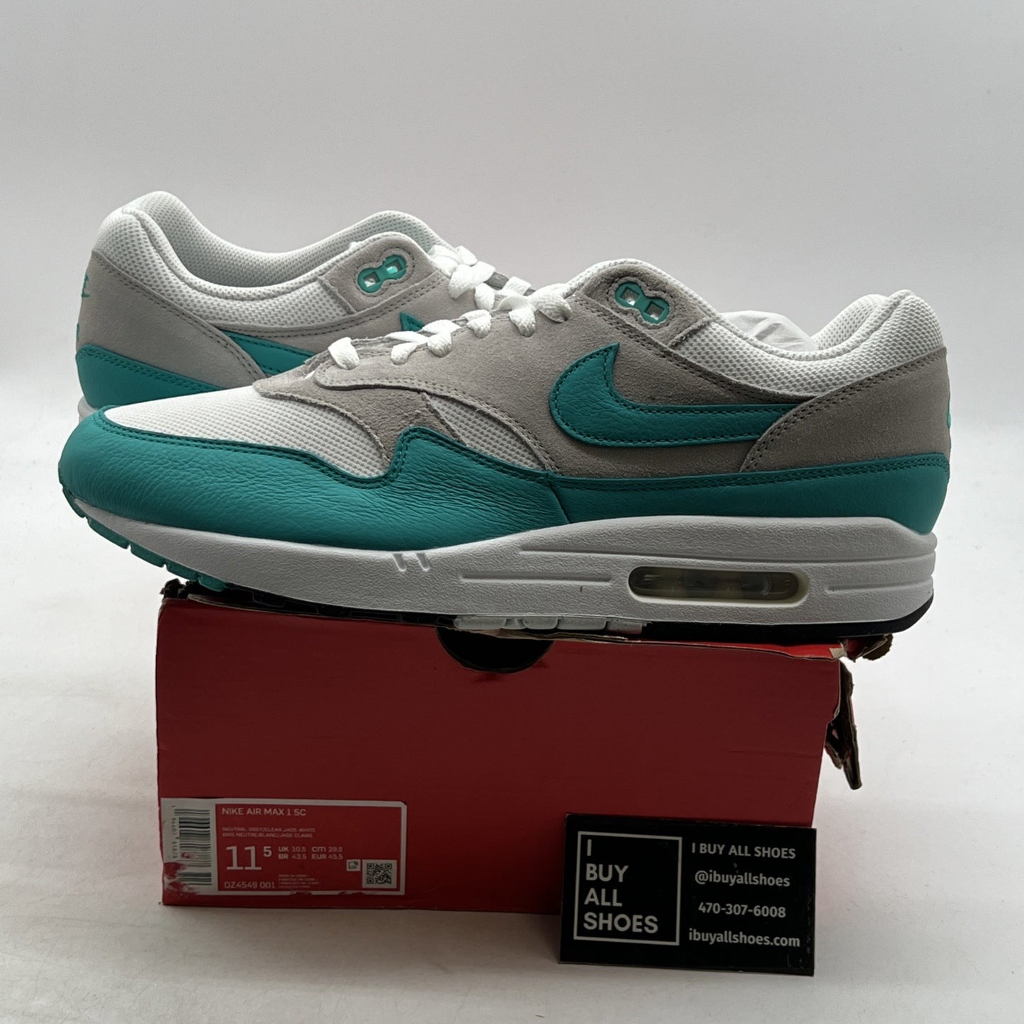 Size 11.5 - Nike Air Max 1 SC Clear Jade (DZ4549-001)
