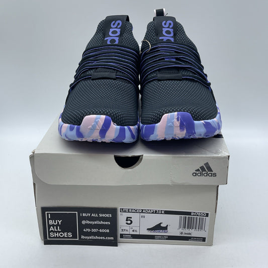 Size 5Y - Adidas Lite Racer Adapt 7.0 Shoes Black Purple Suede  (IH7850)