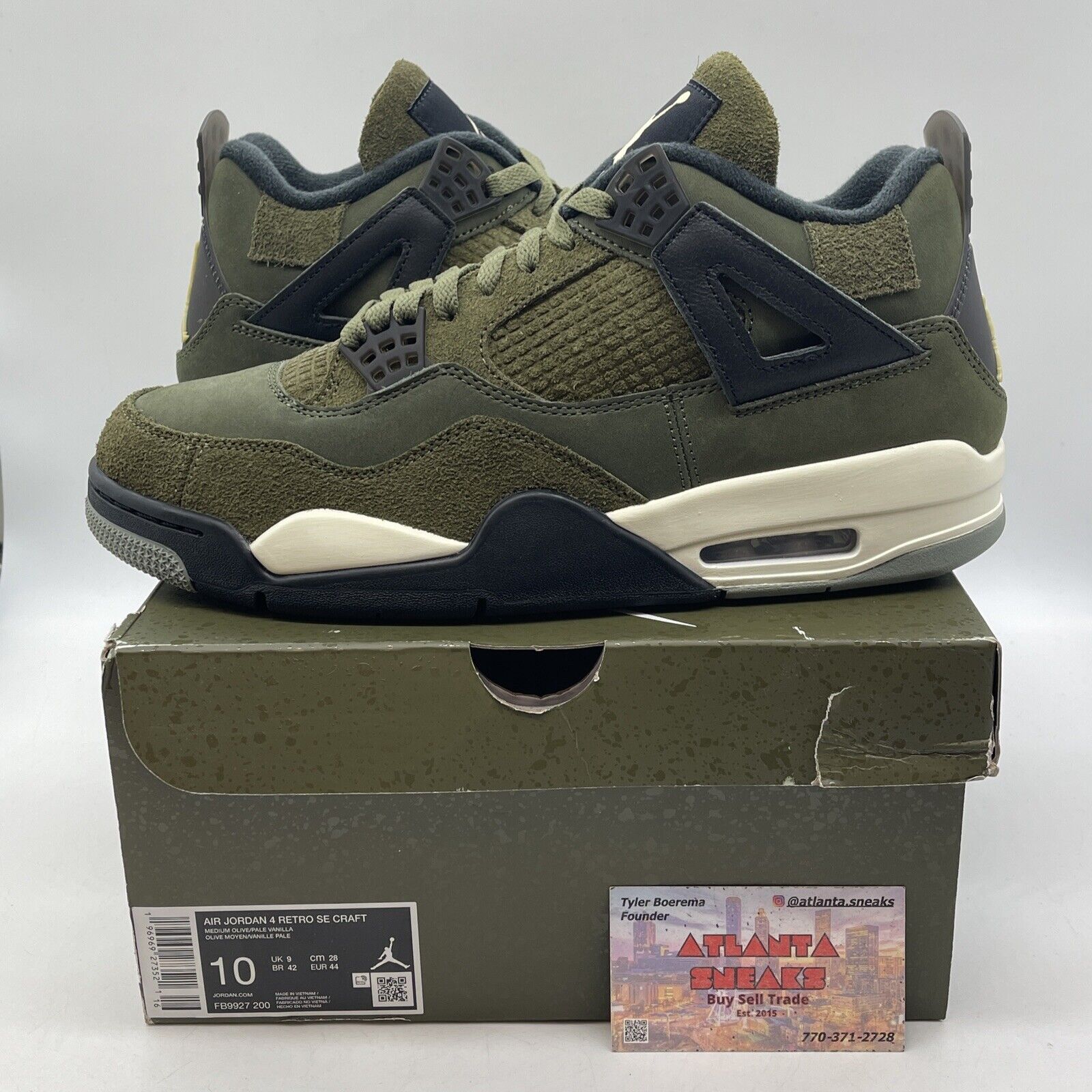 Size 10 - Jordan 4 SE Retro Low Craft - Olive Suede Black Leather (FB9927-200)